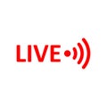 Live Stream sign. Red symbol, button of live streaming, broadcasting, online stream emblem
