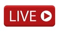 Live streaming button. Broadcast status icon. Video online Vector. Red signal illustration. Royalty Free Stock Photo