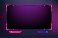 Live streaming button collection with offline screen panels. Streaming overlay design with pink and purple colors. Online gaming