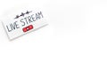Live streaming concept - words on paper tablet on white top view Royalty Free Stock Photo