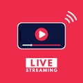 Live streaming flat logo design element with play button - vector EPS8