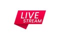 Live streaming icon. Button for broadcasting, livestream or online stream. Template for tv, online channel, live