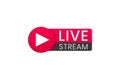 Live streaming icon. Button for broadcasting, livestream or online stream. Template for tv, online channel, live Royalty Free Stock Photo