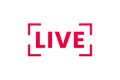 Live streaming icon. Button for broadcasting, livestream or online stream. Template for tv, online channel, live