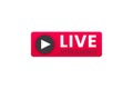 Live streaming icon. Button for broadcasting, livestream or online stream. Template for tv, online channel, live