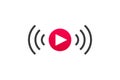 Live streaming icon. Button for broadcasting, livestream or online stream. Template for tv, online channel, live