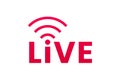 Live streaming icon. Button for broadcasting, livestream or online stream. Template for tv, online channel, live