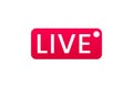 Live streaming icon. Button for broadcasting, livestream or online stream. Template for tv, online channel, live