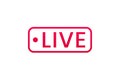 Live streaming icon. Button for broadcasting, livestream or online stream. Template for tv, online channel, live