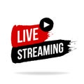 Live streaming icon, emblem, logo in brush stroke style. Vector flat illustration Royalty Free Stock Photo