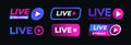 Live streaming icon set neon style Royalty Free Stock Photo