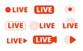 Live streaming icons. Livestream icon, stream broadcast online isolated logo. Internet video signs, utter tv radio or Royalty Free Stock Photo