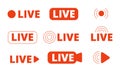 Live streaming icons. Livestream icon, stream broadcast online isolated logo. Internet video signs, utter tv radio or