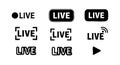 Live streaming icons set with play button and broadcast symbols for digital media and video content creation Royalty Free Stock Photo
