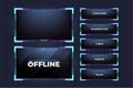 Live streaming overlay for online gamers. Gaming frame and streaming template with blue color. Simple streaming overlay and screen