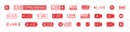 Live streaming set red icons. Play button icon vector