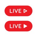 Live streaming video button icon vector in flat style. Social media elements Royalty Free Stock Photo