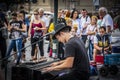 Live street concert in a public square in Prague