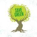 Live Think Green Recycle Reduce Reuse Vector Eco Poster Concept on Grunge Organic Background Royalty Free Stock Photo