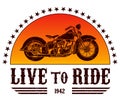 Live To Ride Motorcycle Sun & Stars Royalty Free Stock Photo