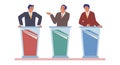 Live tv debate, political dialog between candidates, politicians, vector flat isolated illustration