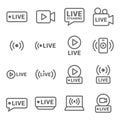 Live icon illustration vector set. Contains such as online, on air, broadcast, influencer and more. Editable stroke