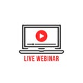 live webinar icon with black thin line laptop