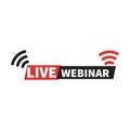 Live webinar streaming icon design label vector, workshop icon Royalty Free Stock Photo