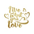 Live what you love hand written lettering. Royalty Free Stock Photo