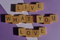 Live What You Love, phrase as banner headline Royalty Free Stock Photo