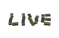 Live word of domino piece isolated