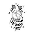 Live world music day concept background, hand drawn style