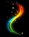 A lively abstract design featuring bright neon arcs creating a dynamic connection between structured digital elements