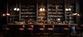 Lively bar atmosphere with cocktails, glassware, and ambient lighting in a luminous bokeh scene.