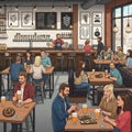 Wall art includes beer-themed illustrations, adding to the ambiance Royalty Free Stock Photo