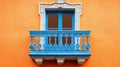 Lively Blue and Orange Balcony in Art Deco Design Royalty Free Stock Photo
