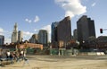 Lively Boston street in construction Royalty Free Stock Photo