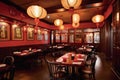 A lively, bustling dim sum experience, showcasing an array of steamed and fried dumplings, buns, and other small plates. Set in an