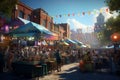 Lively and bustling market stalls at a street