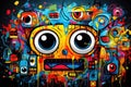 Lively and captivating cartoon sticker background adorned with vibrant graffiti artistry