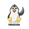 Lively Cartoon Penguin Character With A Round Belly, Orange Beak, And Big, Expressive Eyes. Cute Funny Bird Personage