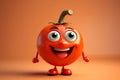 Lively cartoon tomato with an expressive face. AI