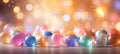 Lively and celebratory blurred bokeh background with colorful confetti and dynamic party elements