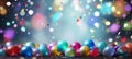 Lively and celebratory blurred bokeh background with colorful confetti and dynamic party elements