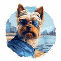 Lively Coastal Landscapes: Yorkshire Terrier At The Beach