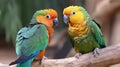 Chatty parrots squawking and chatting with each other created with Generative AI