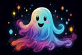 Lively Colorful cute ghost. Generate Ai