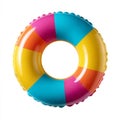 Lively colorful pool ring placed on a white background Royalty Free Stock Photo