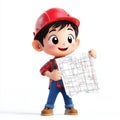 A lively construction worker carefully inspecting blueprints, feeling attentive and ready for the work ahead Royalty Free Stock Photo