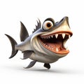 Lively 3d Animated Cartoon Fish Character With Big Eyes And Teeth